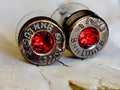 bullet earrings 9mm garnet gun metal __etsy:2000727775