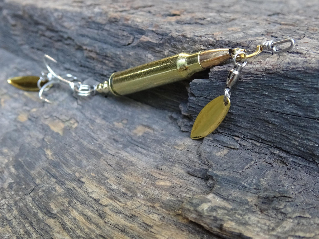 223 bullet fishing lure brass classic gold spoon __etsy:8073331114