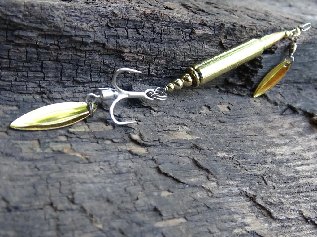 223 bullet fishing lure brass classic gold spoon __etsy:8073331340