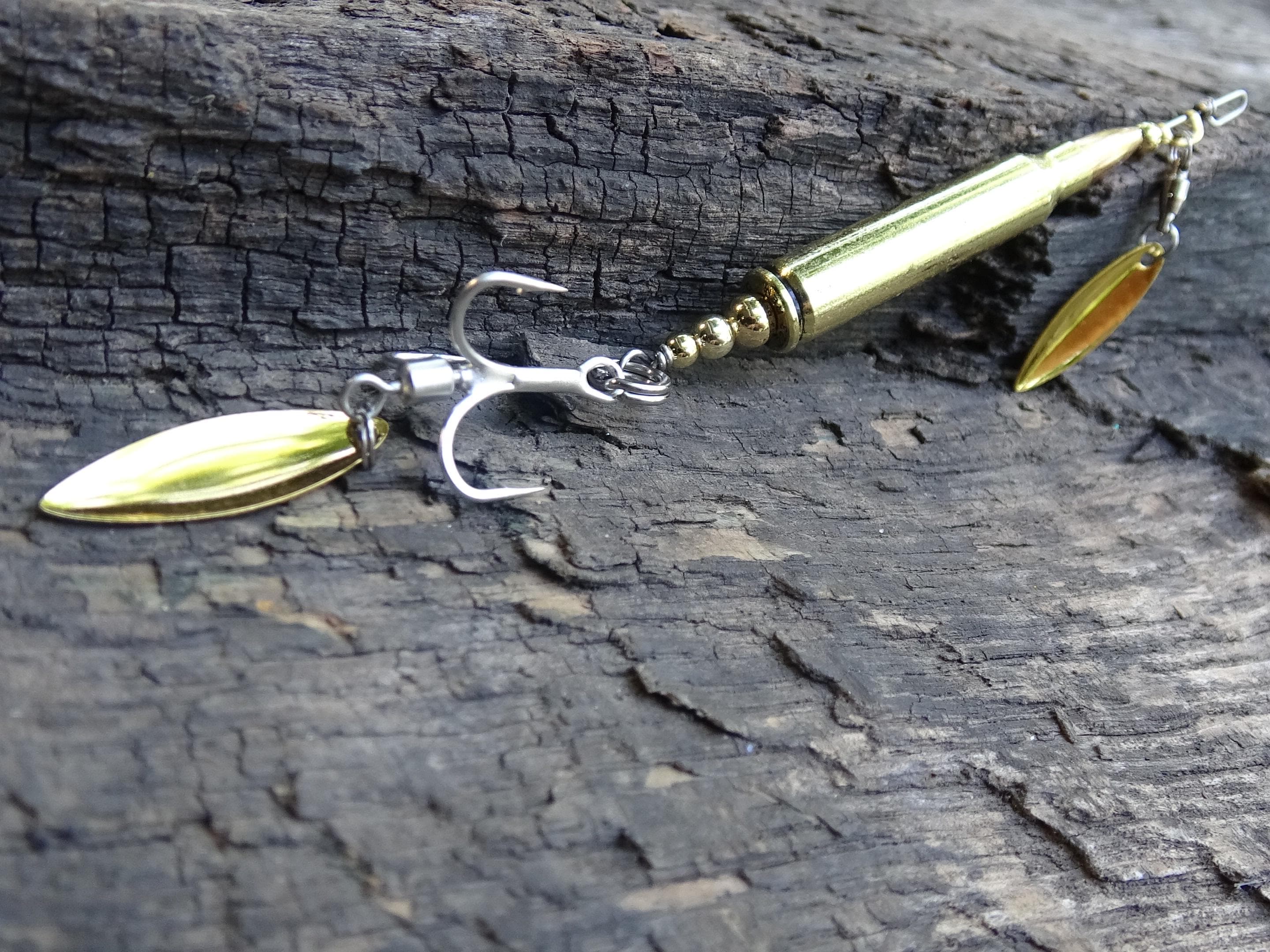223 bullet fishing lure brass classic gold spoon __etsy:8073331340