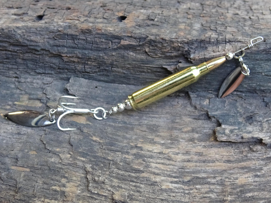 223 bullet fishing lure brass classic silver spoon __etsy:8073326128