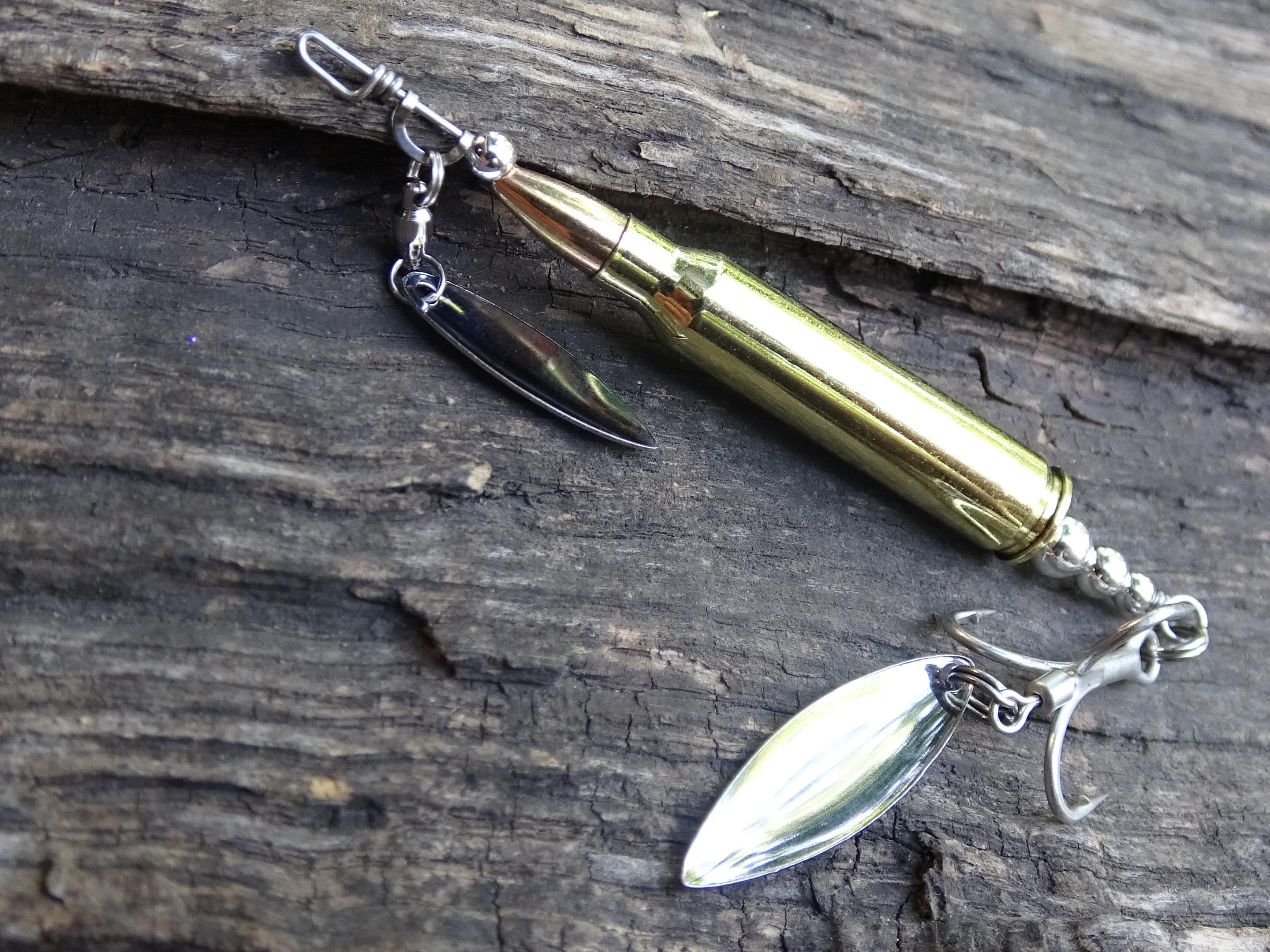 223 bullet fishing lure brass classic silver spoon __etsy:8121244869