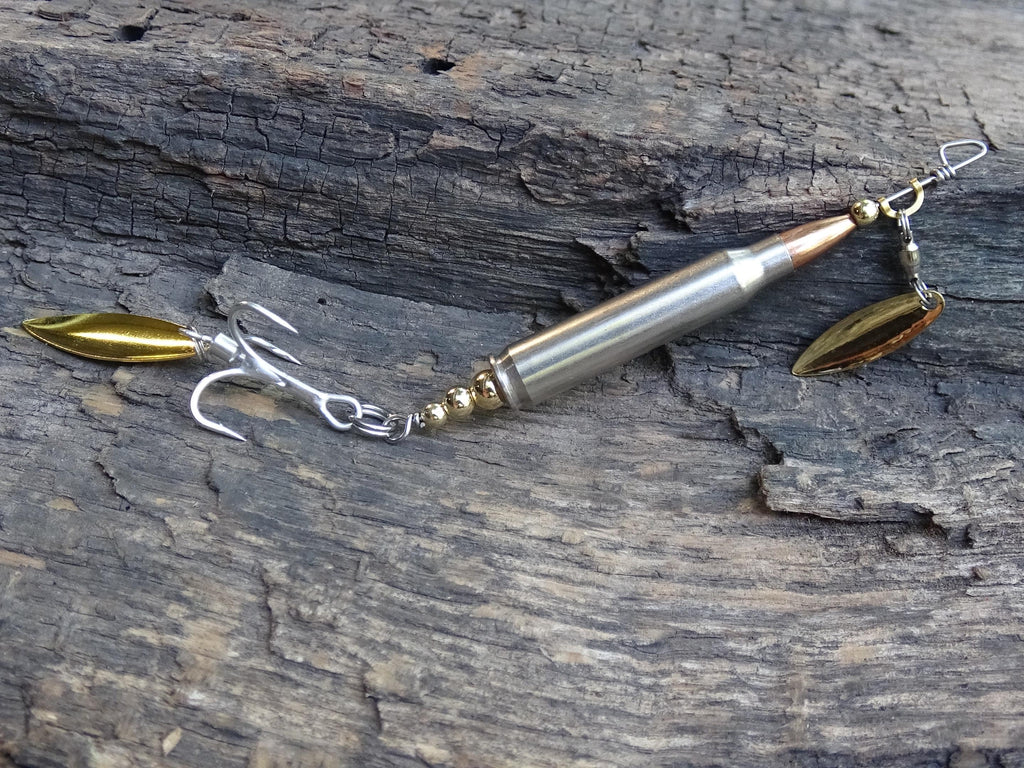 223 bullet fishing lure silver classic gold spoon __etsy:8073318764