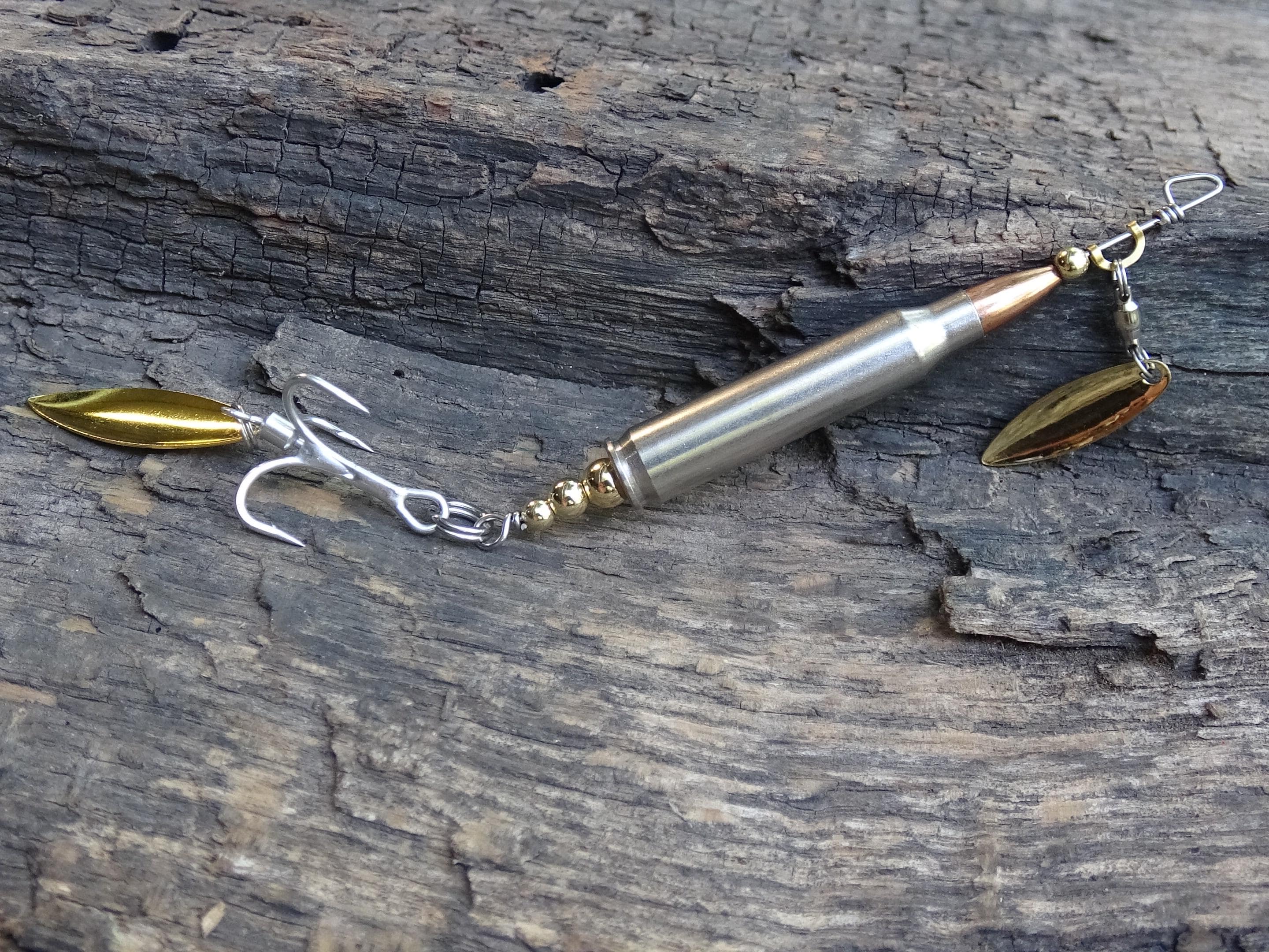 223 bullet fishing lure silver classic gold spoon __etsy:8073318764