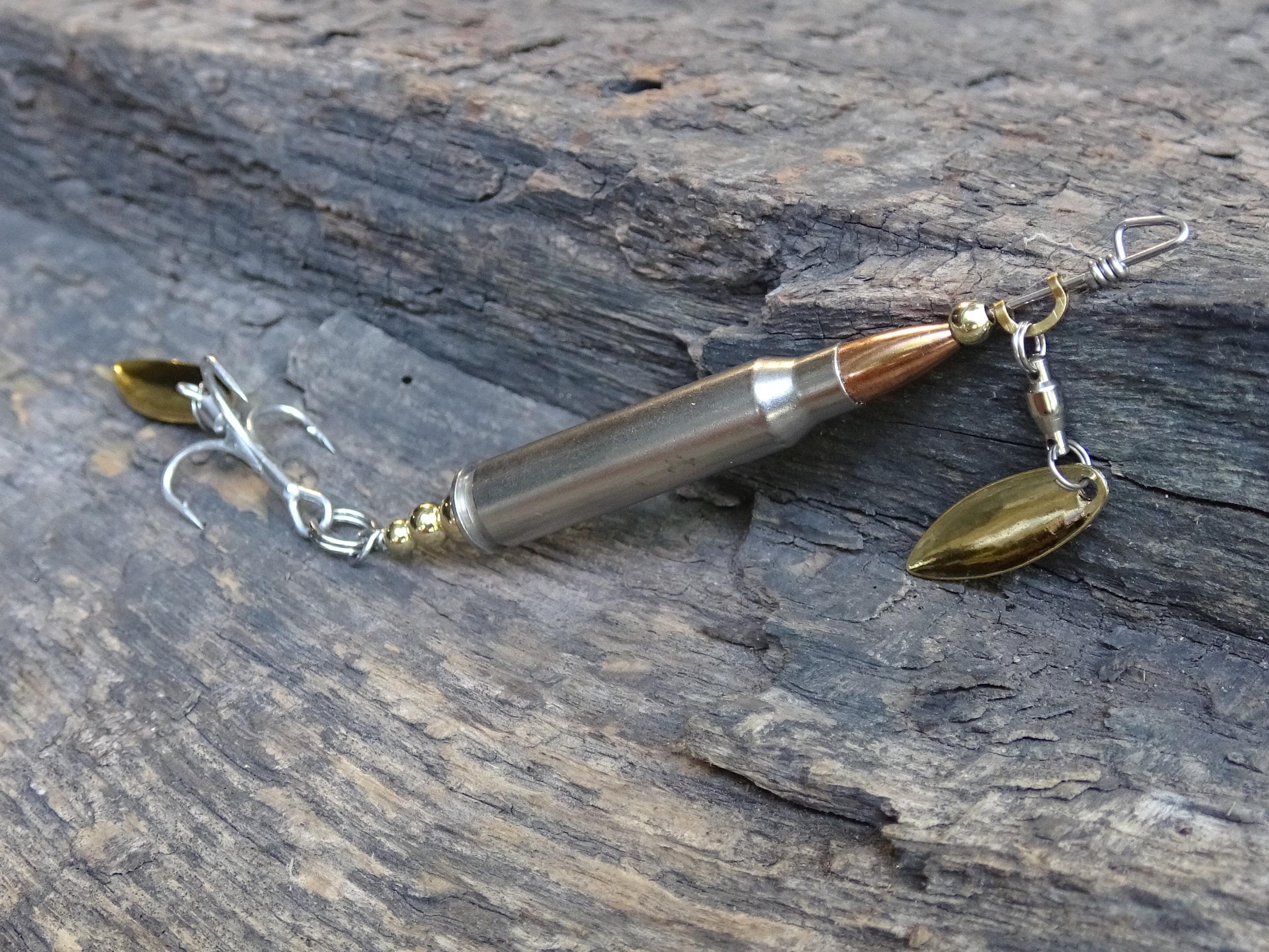 223 bullet fishing lure silver classic gold spoon __etsy:8121236501