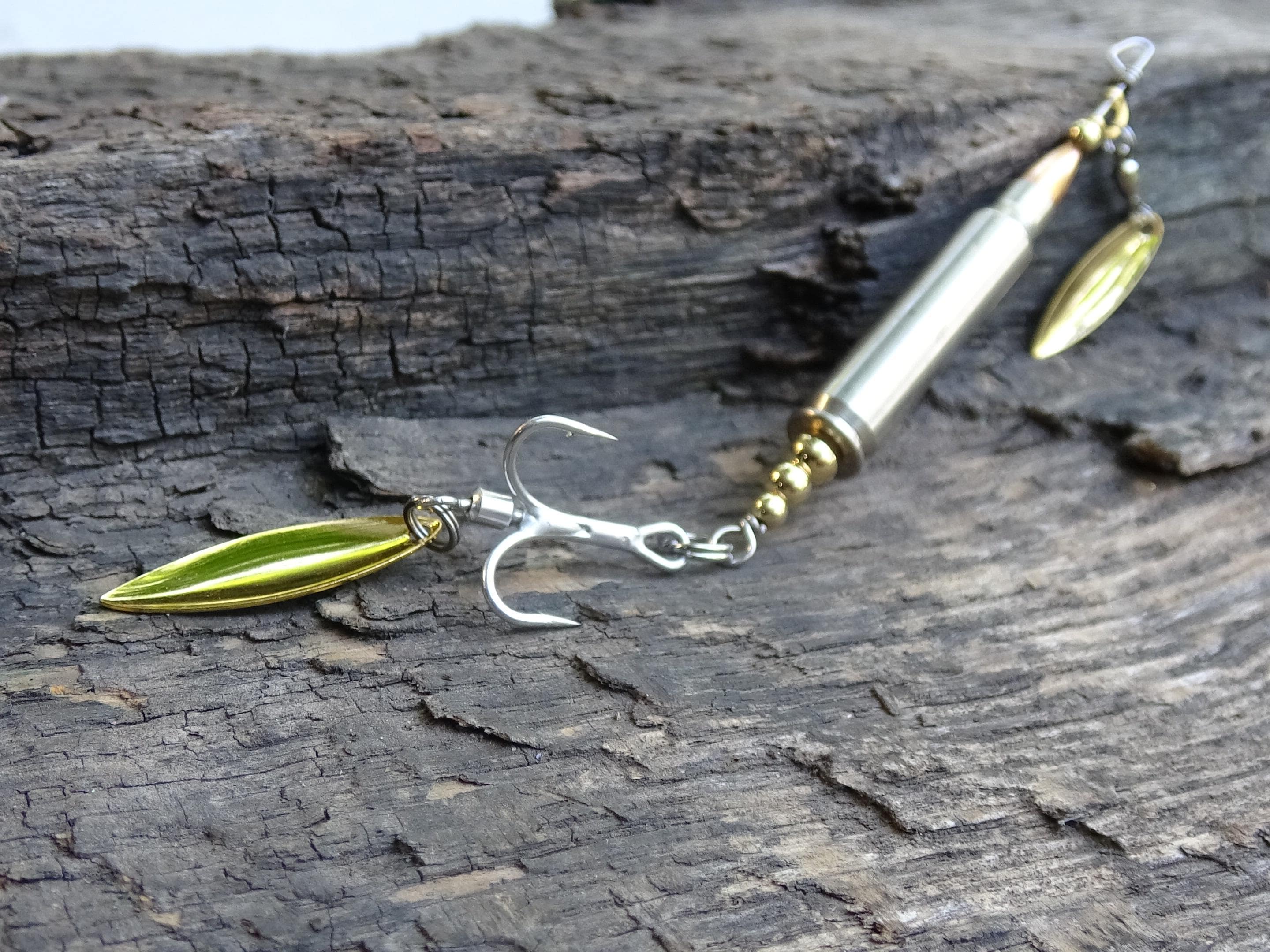 223 bullet fishing lure silver classic gold spoon __etsy:8121236961