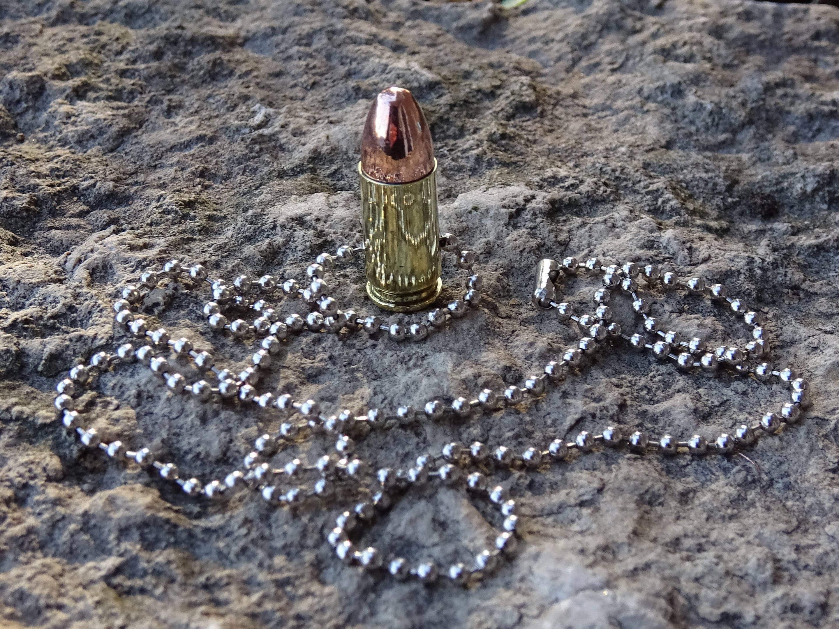dog tag chain bullet necklace