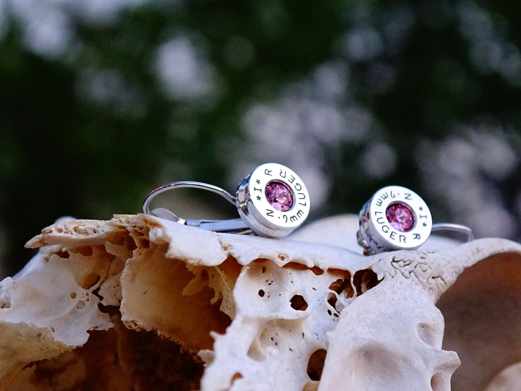 french clip 9mm bullet earrings with Swarovski crystal light pink __etsy:1953607048