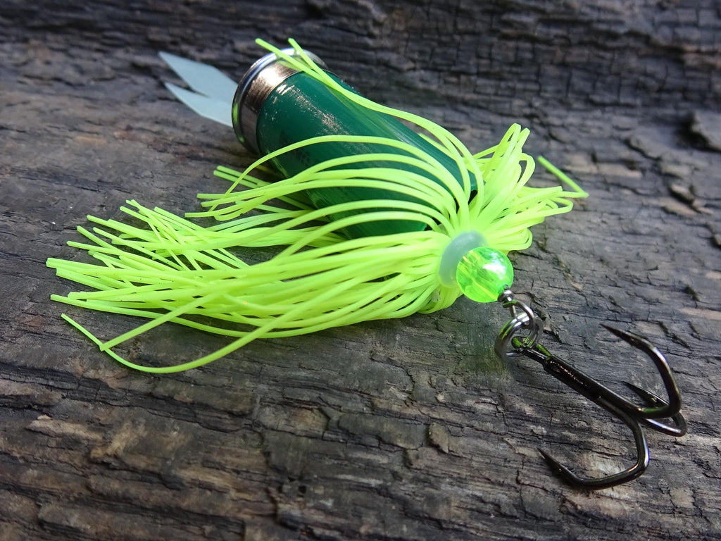12 gauge top water popper fishing hot chartreuse __etsy:8120938233