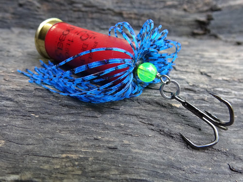 12 gauge top water popper fishing lure floating electric blue __etsy:8120493607
