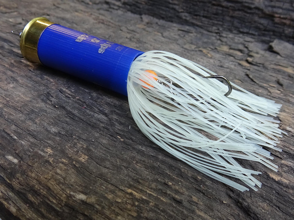 12 gauge top water popper fishing lure floating glow in the dark white __etsy:8072657754
