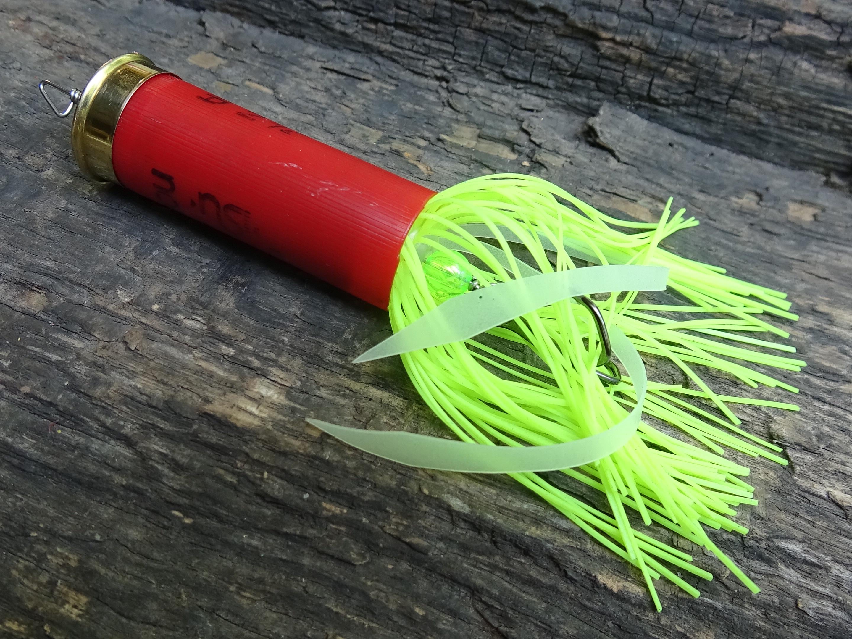 12 gauge top water popper fishing lure floating hot chartreuse __etsy:8072605360