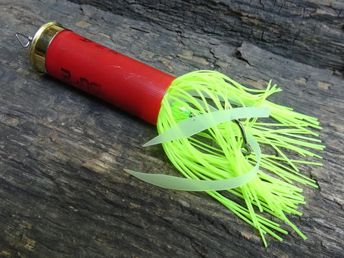 12 gauge top water popper fishing lure floating hot chartreuse __etsy:8072605360