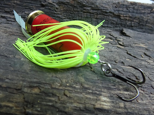 12 gauge top water popper fishing lure floating hot chartreuse __etsy:8120525537