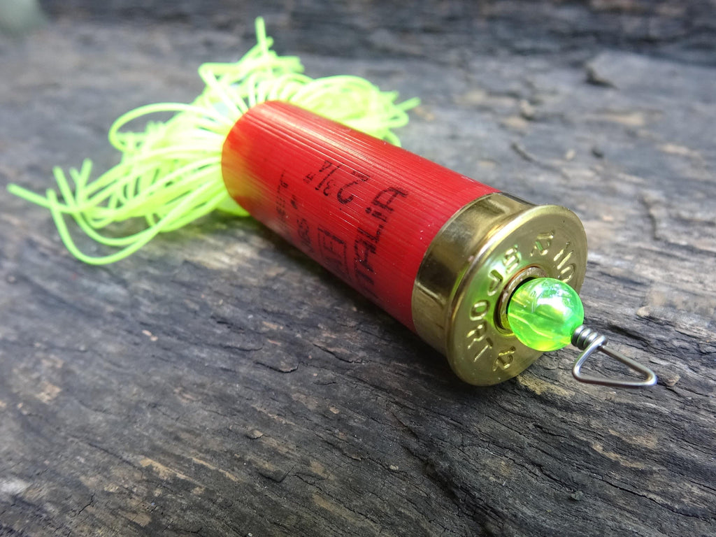 12 gauge top water popper fishing lure floating hot chartreuse __etsy:8072606470