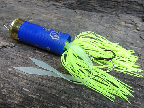 12 gauge top water popper fishing lure hot chartreuse __etsy:8120604931