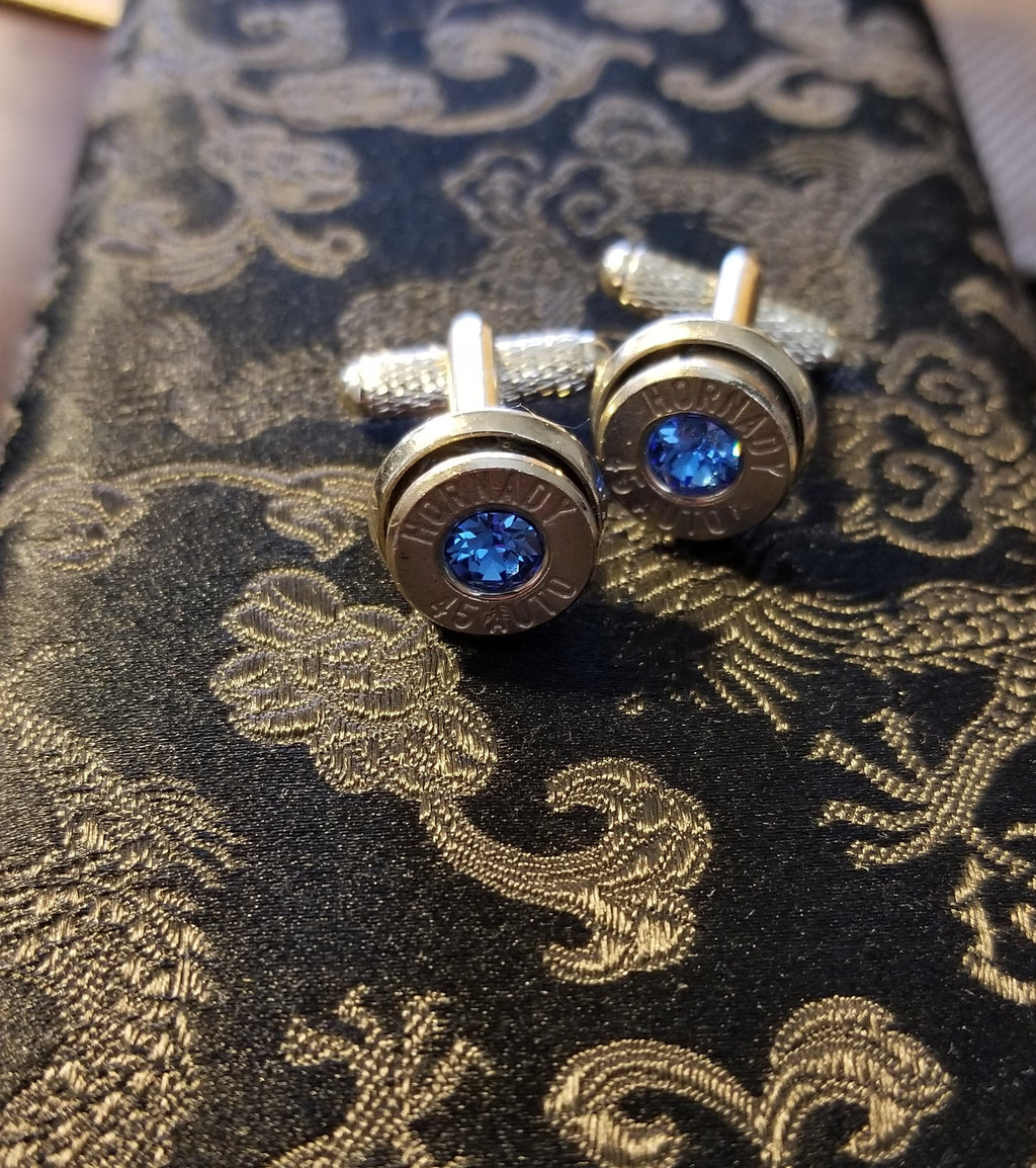Cufflinks made with .45 Caliber bullet shells (etsy image id: 1916385408)