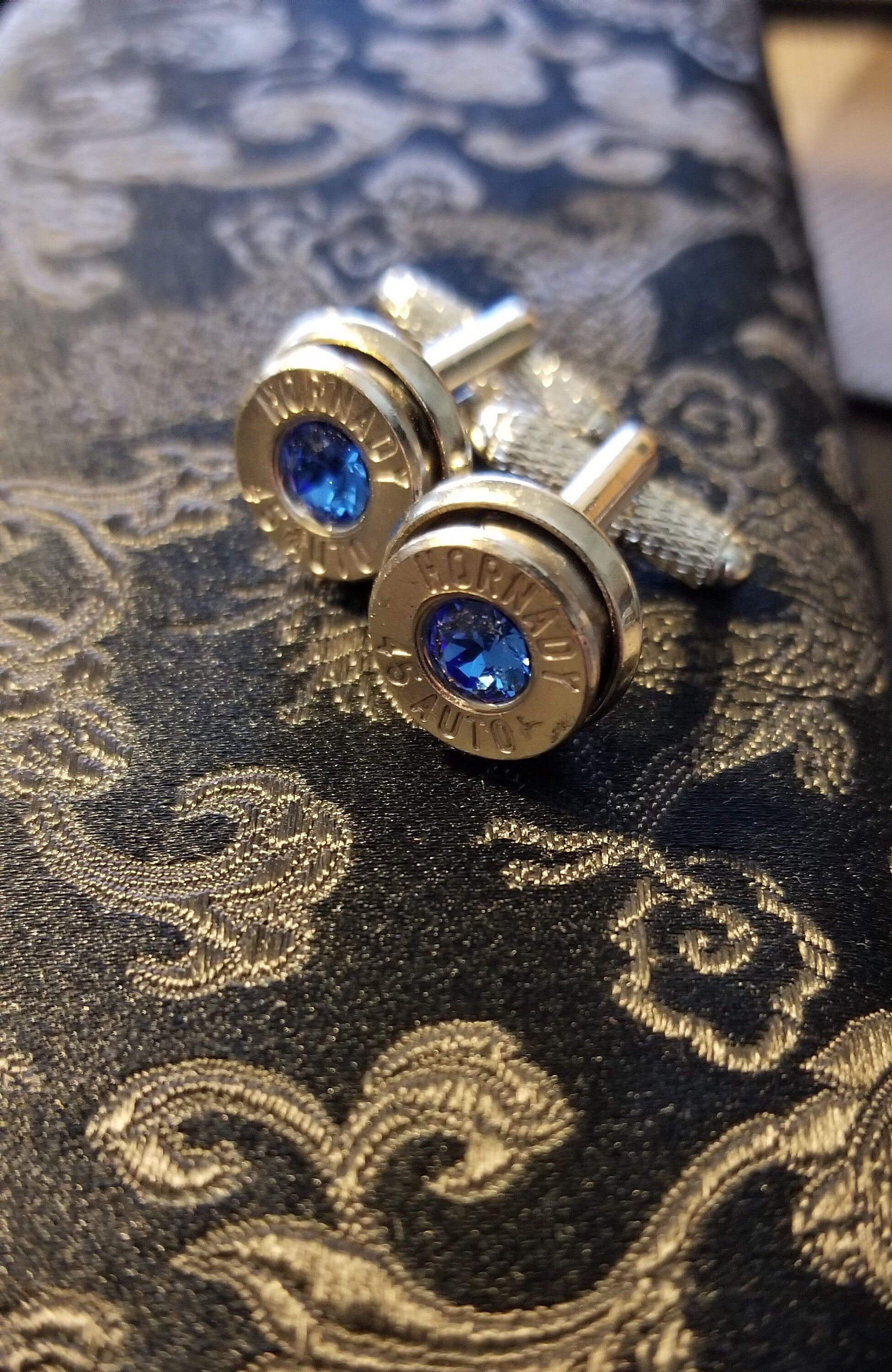 Cufflinks made with .45 Caliber bullet shells (etsy image id: 1963931439)