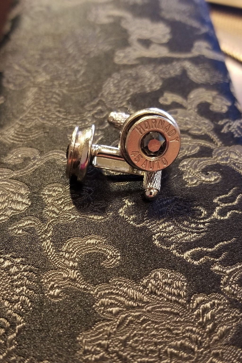 45 ACP bullet cufflinks Swarovski stone (etsy image id: 1964192045)