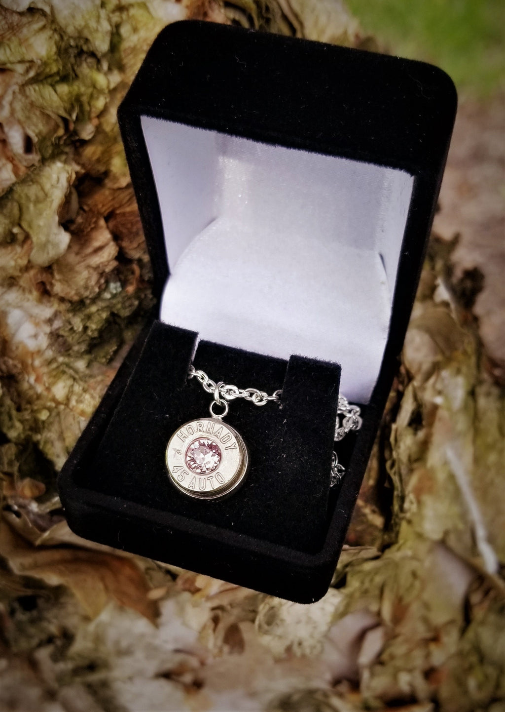 Bullet  jewelry necklace .45 acp Swarovski stone pendant (etsy image id: 1972458797)
