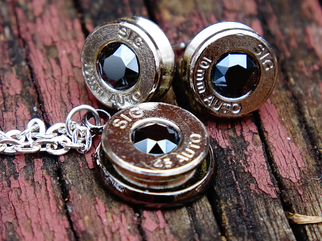 Bullet earrings & necklace (etsy image id: 2122564012)