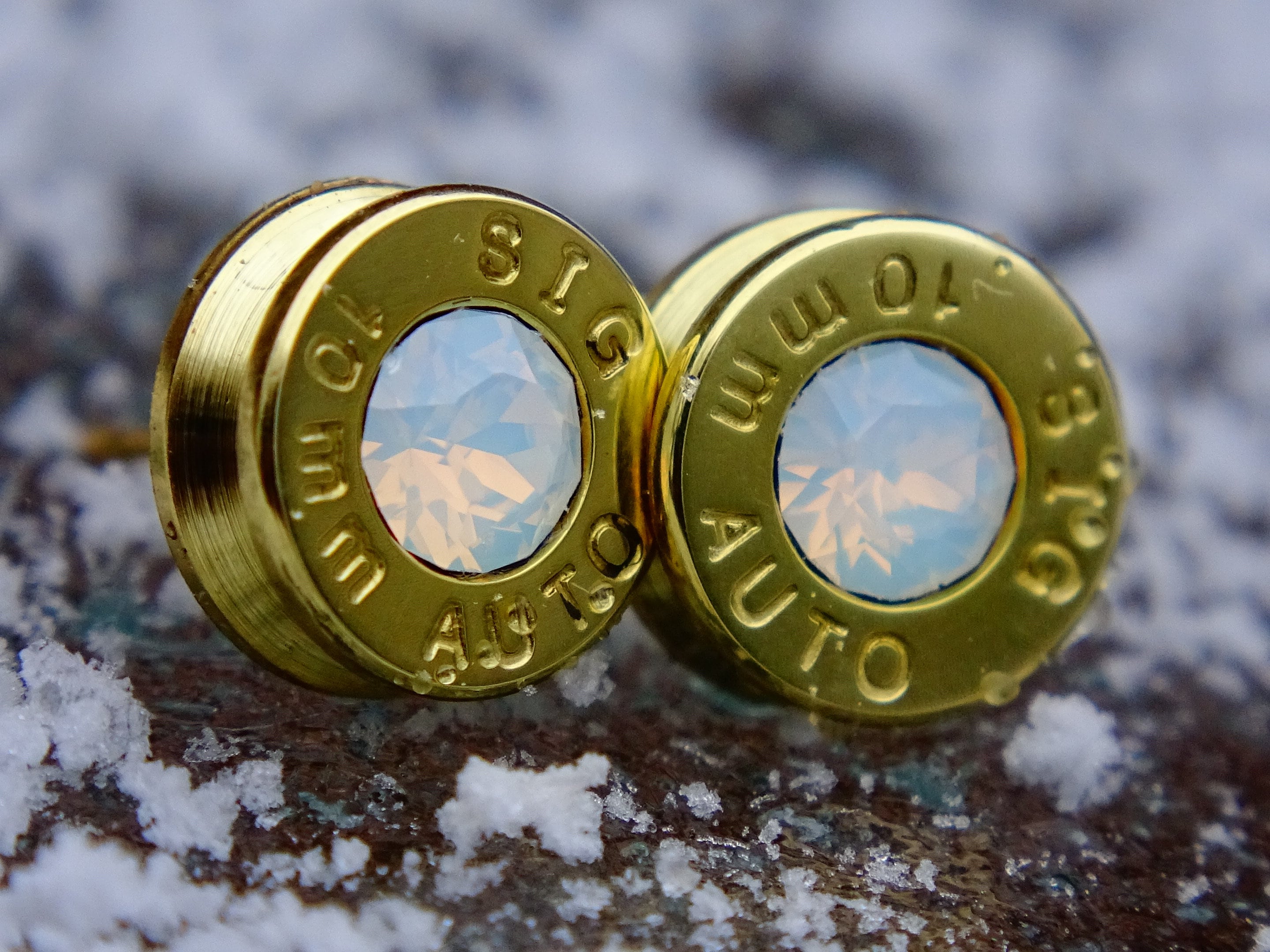 Bullet earrings white opal swarovski (etsy image id: 2149415408)