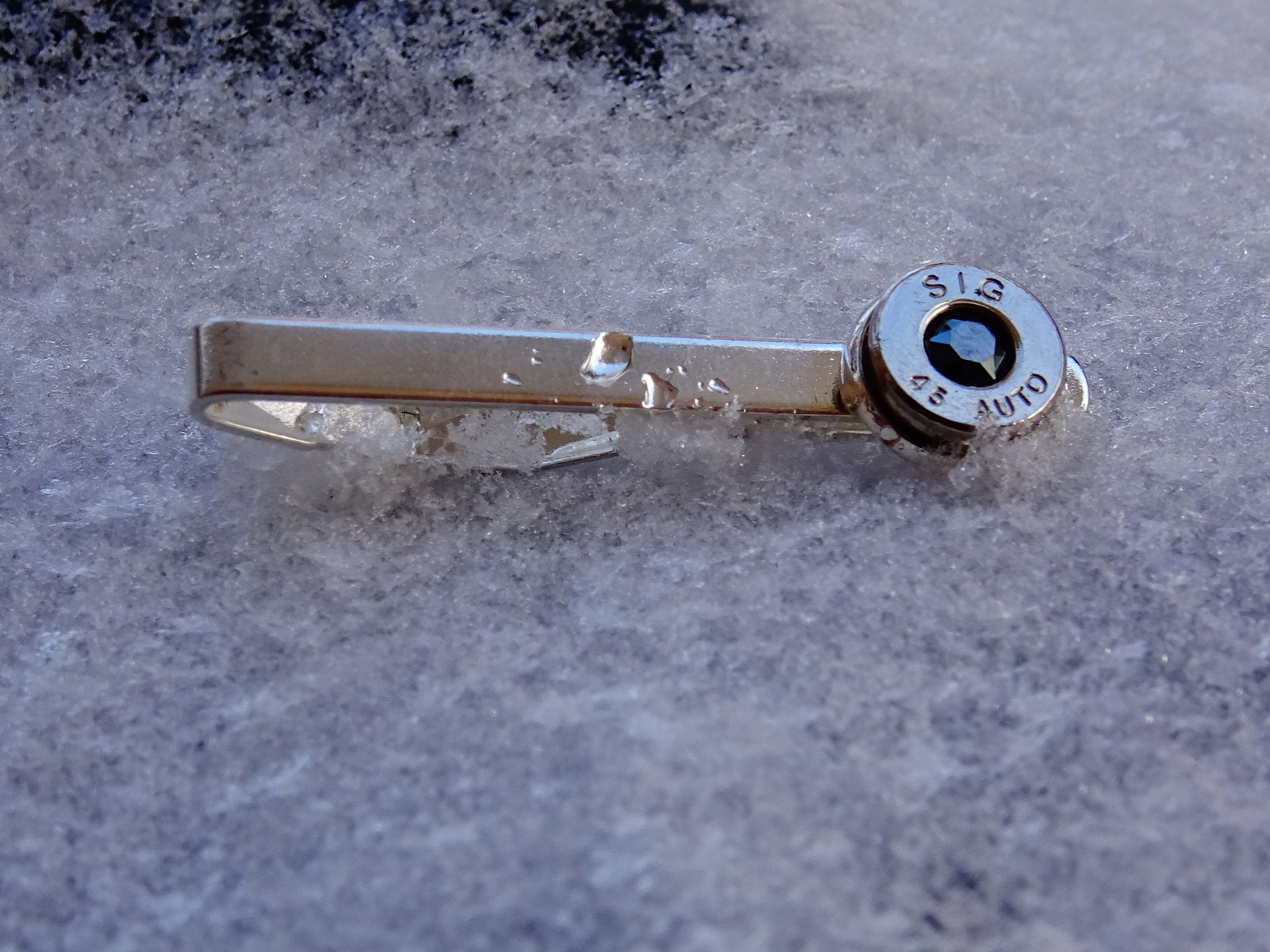 45 ACP cufflinks and tie clip silver tone set black onyx (etsy image id: 2173092533)