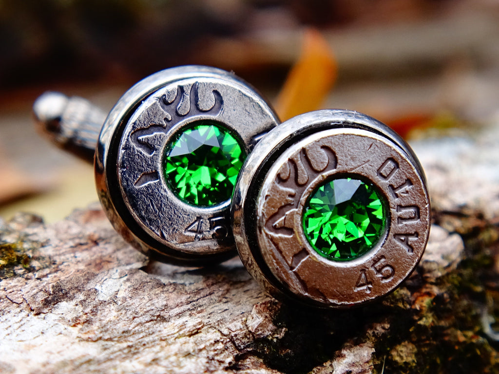 Cufflinks made with .45 Caliber bullet shells (etsy image id: 2173167095)