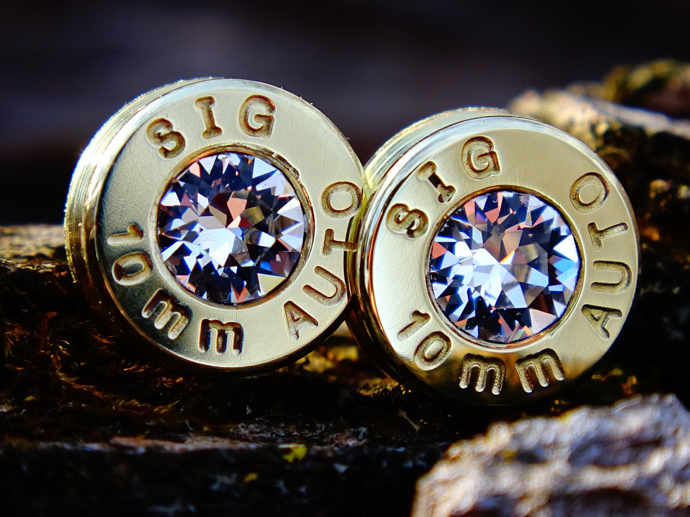 Bullet earrings clear cubic zirconia (etsy image id: 2196974413)