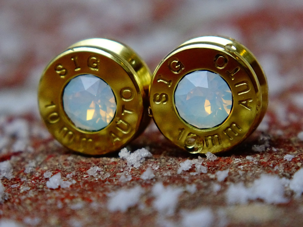 Bullet earrings white opal swarovski (etsy image id: 2196978039)