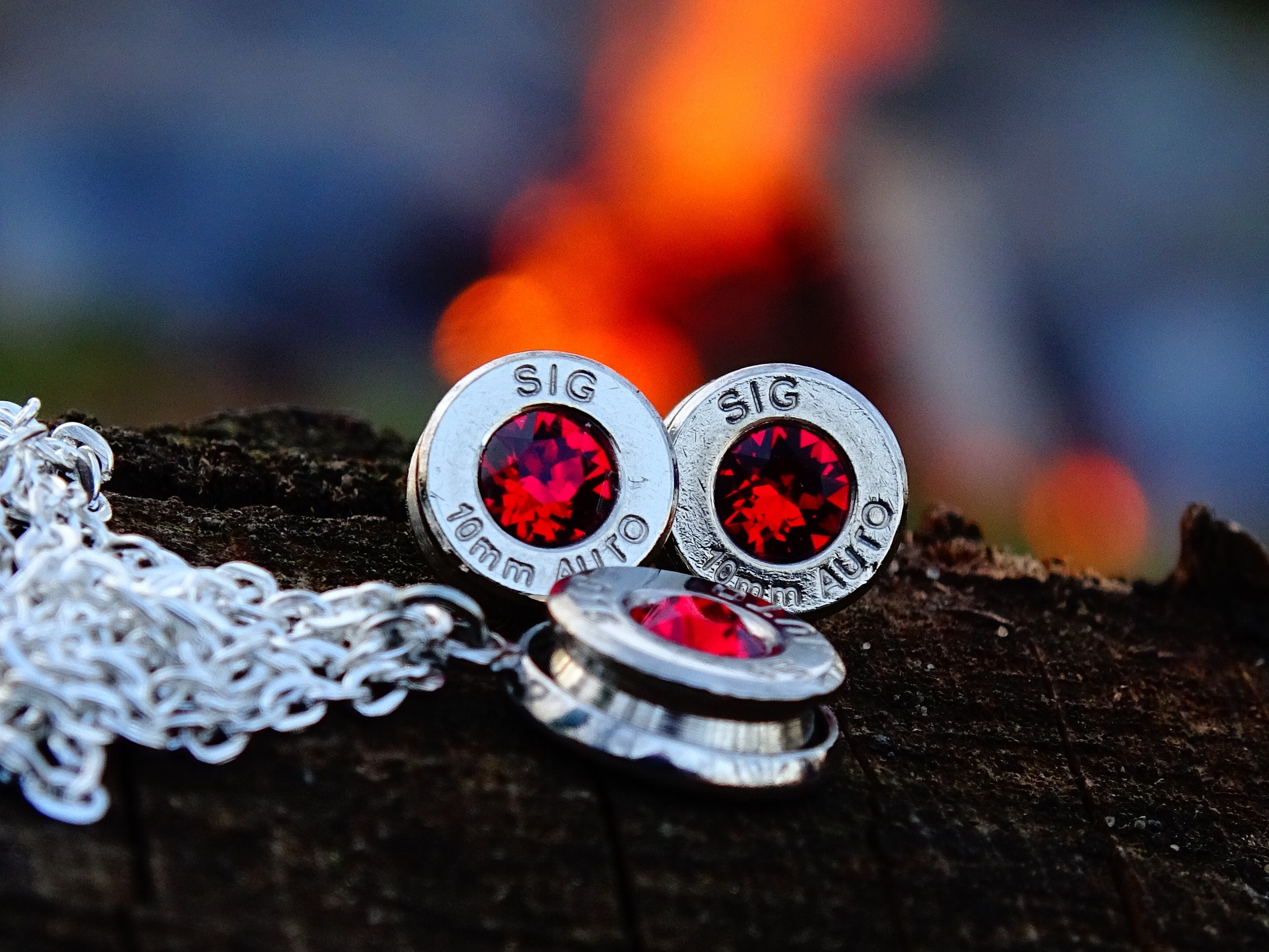 Bullet earrings & necklace garnet (etsy image id: 2252202608)