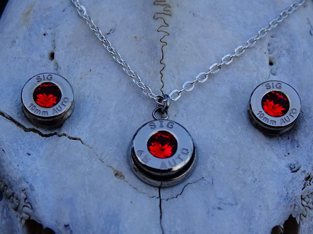 Bullet earrings & necklace garnet (etsy image id: 2252202930)