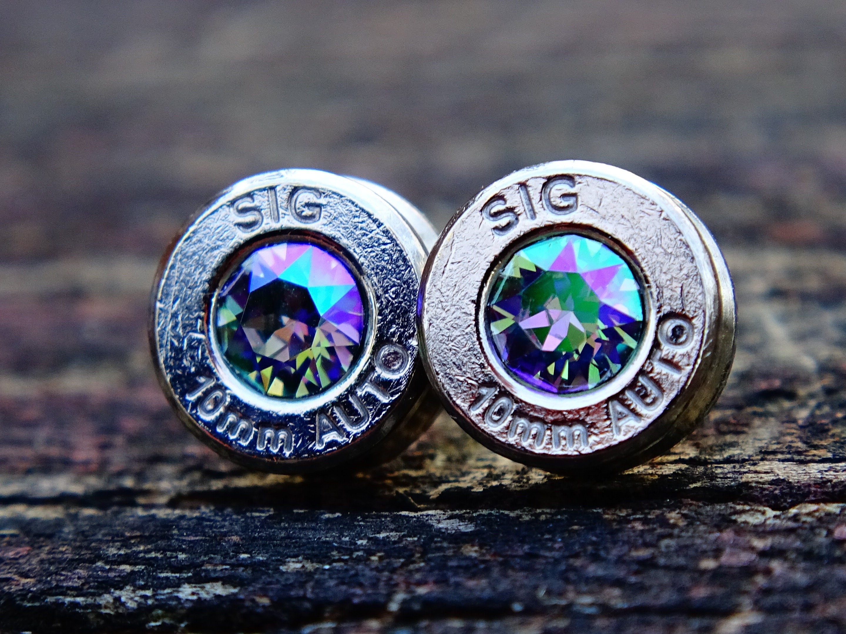 Silver tone bullet earrings (etsy image id: 2252284172)