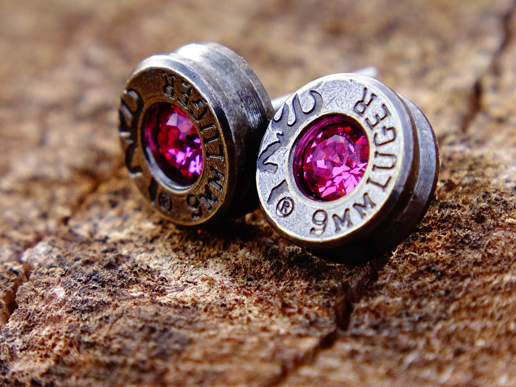 Bullet earrings gunmetal pink tourmaline (etsy image id: 2258802964)