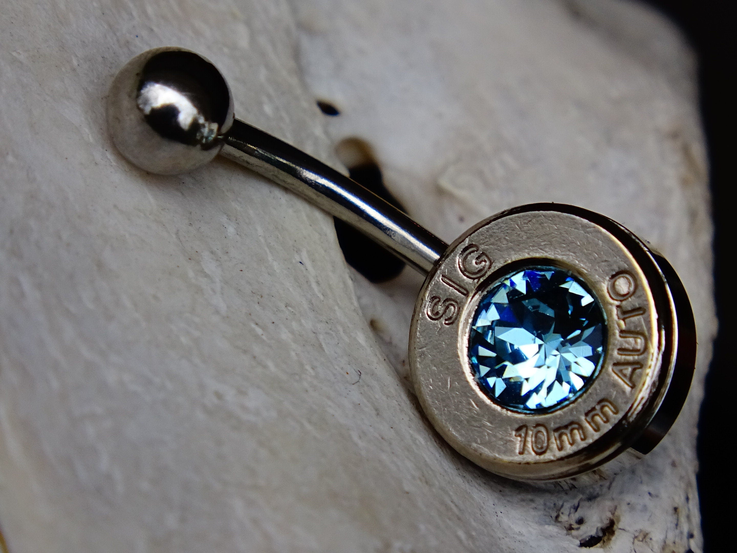 Navel ring belly button ring aqua marine bullet (etsy image id: 2285207464)
