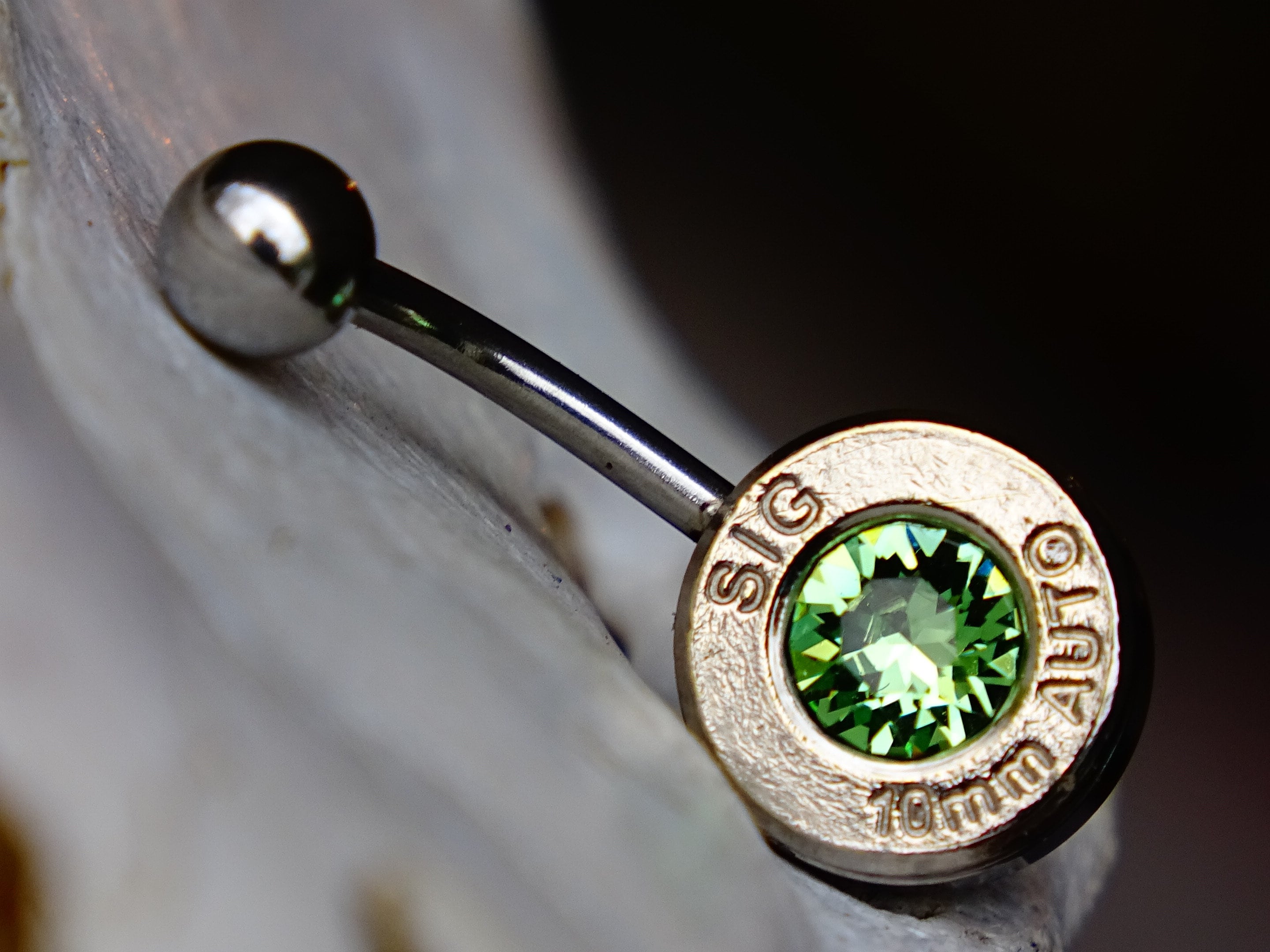 Navel ring belly button ring peridot bullet (etsy image id: 2285217506)