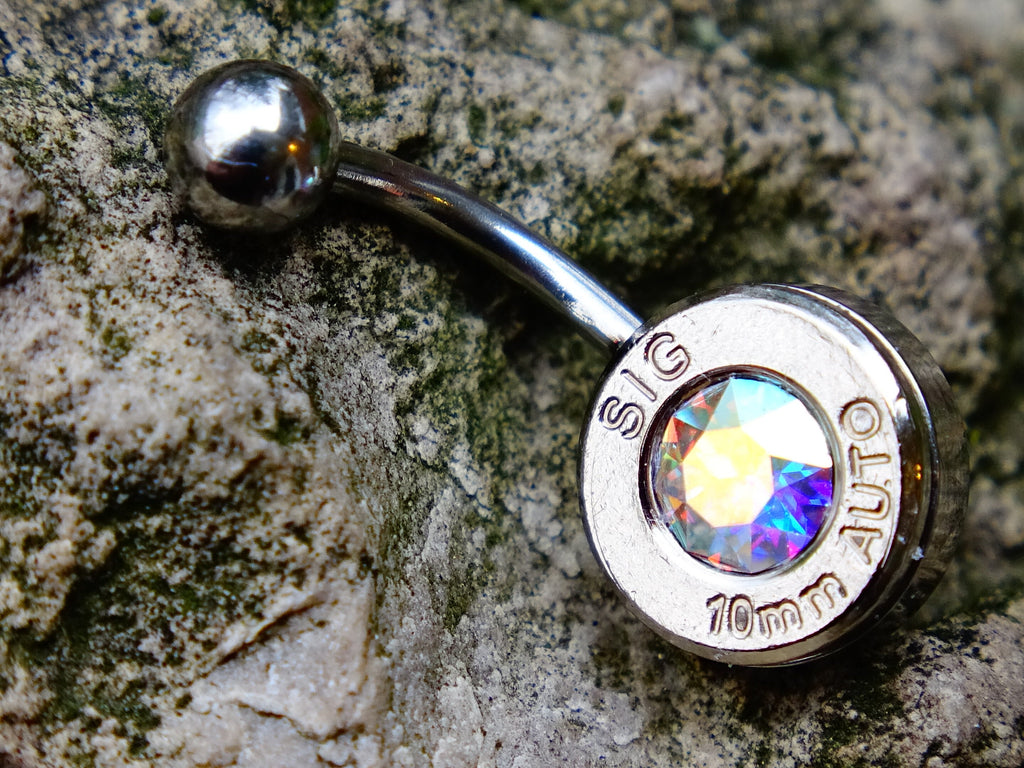 Bullet navel ring belly button ring aurora borealis __etsy:2285225678