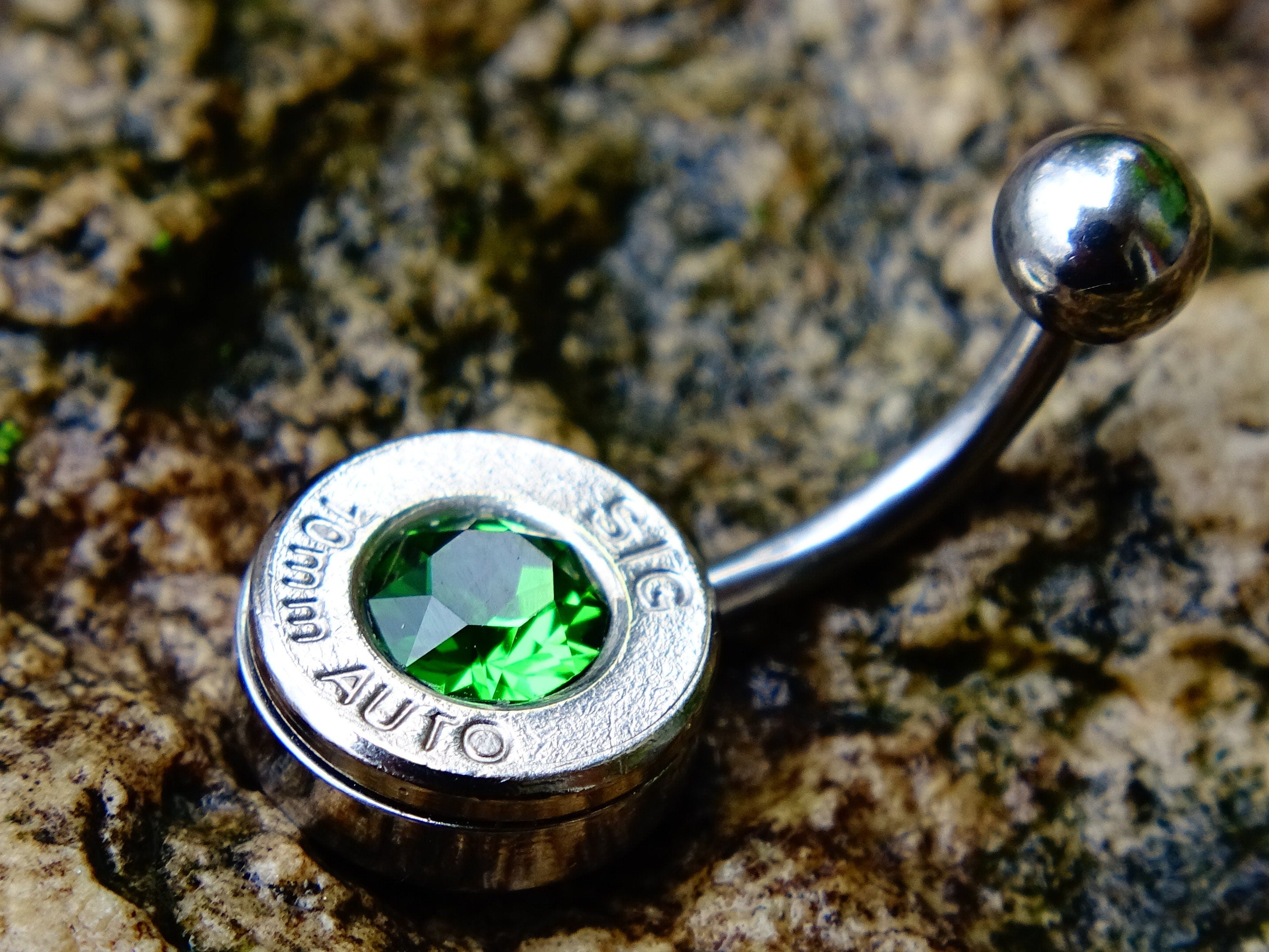 Bullet navel ring belly button ring bright green (etsy image id: 2286700978)