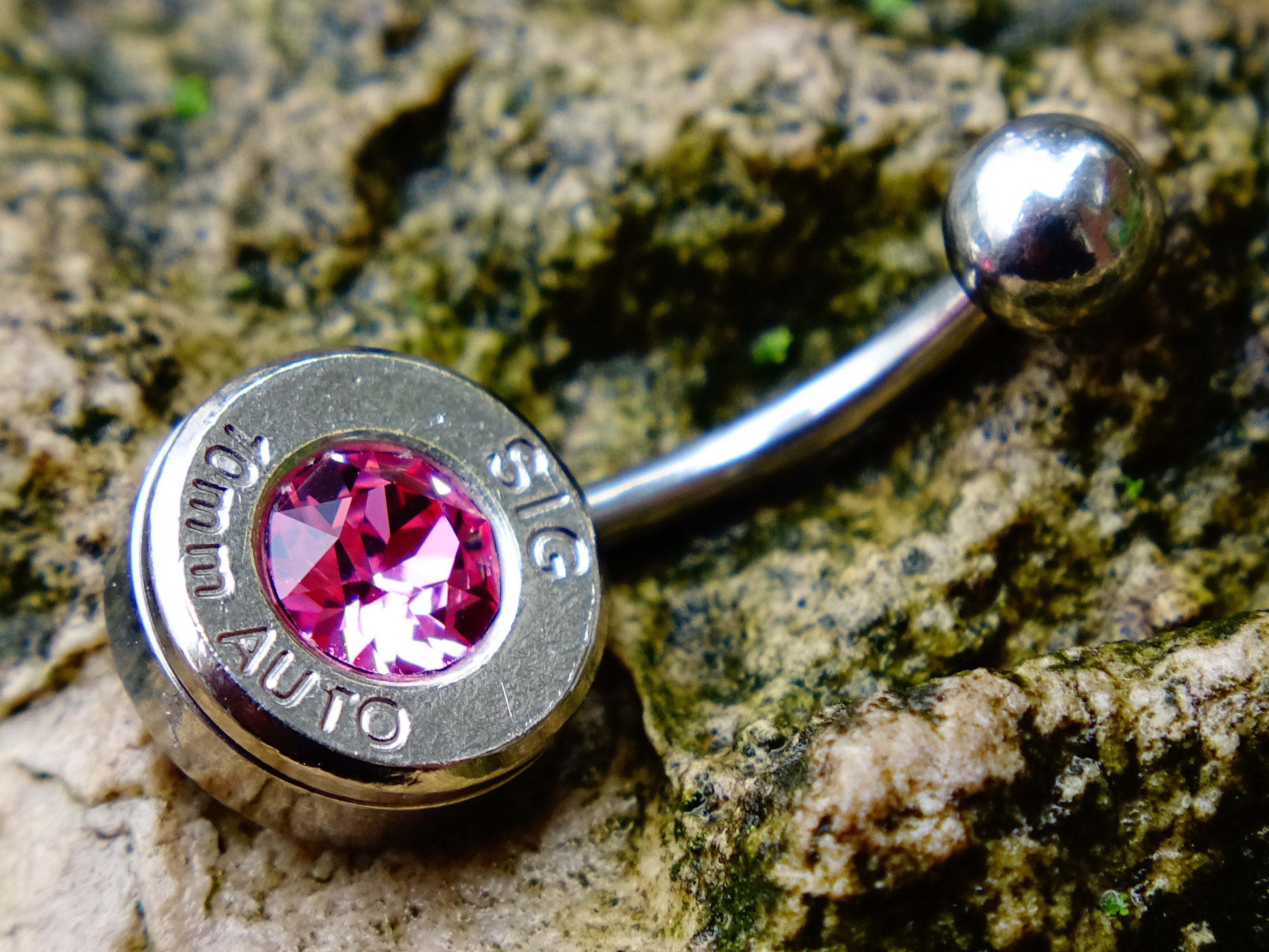 Navel ring belly button ring pink tourmaline bullet (etsy image id: 2286718594)
