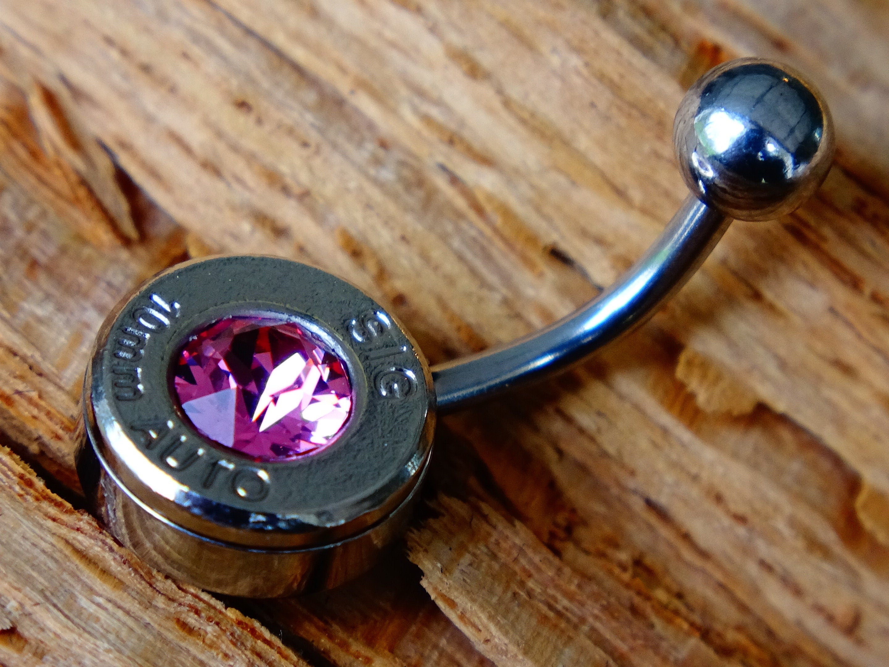Navel ring belly button ring pink tourmaline bullet (etsy image id: 2286719114)