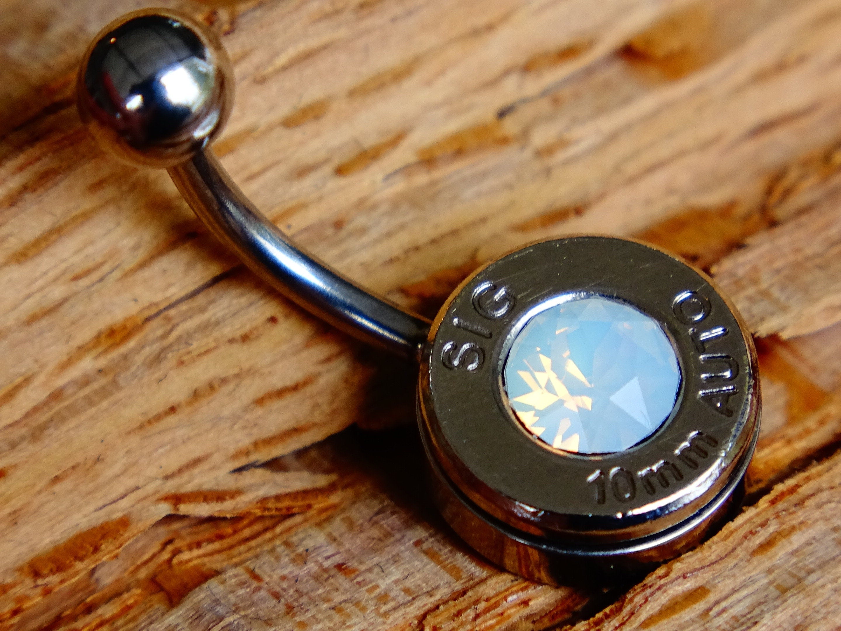 Bullet navel ring belly button ring button opal (etsy image id: 2286722744)