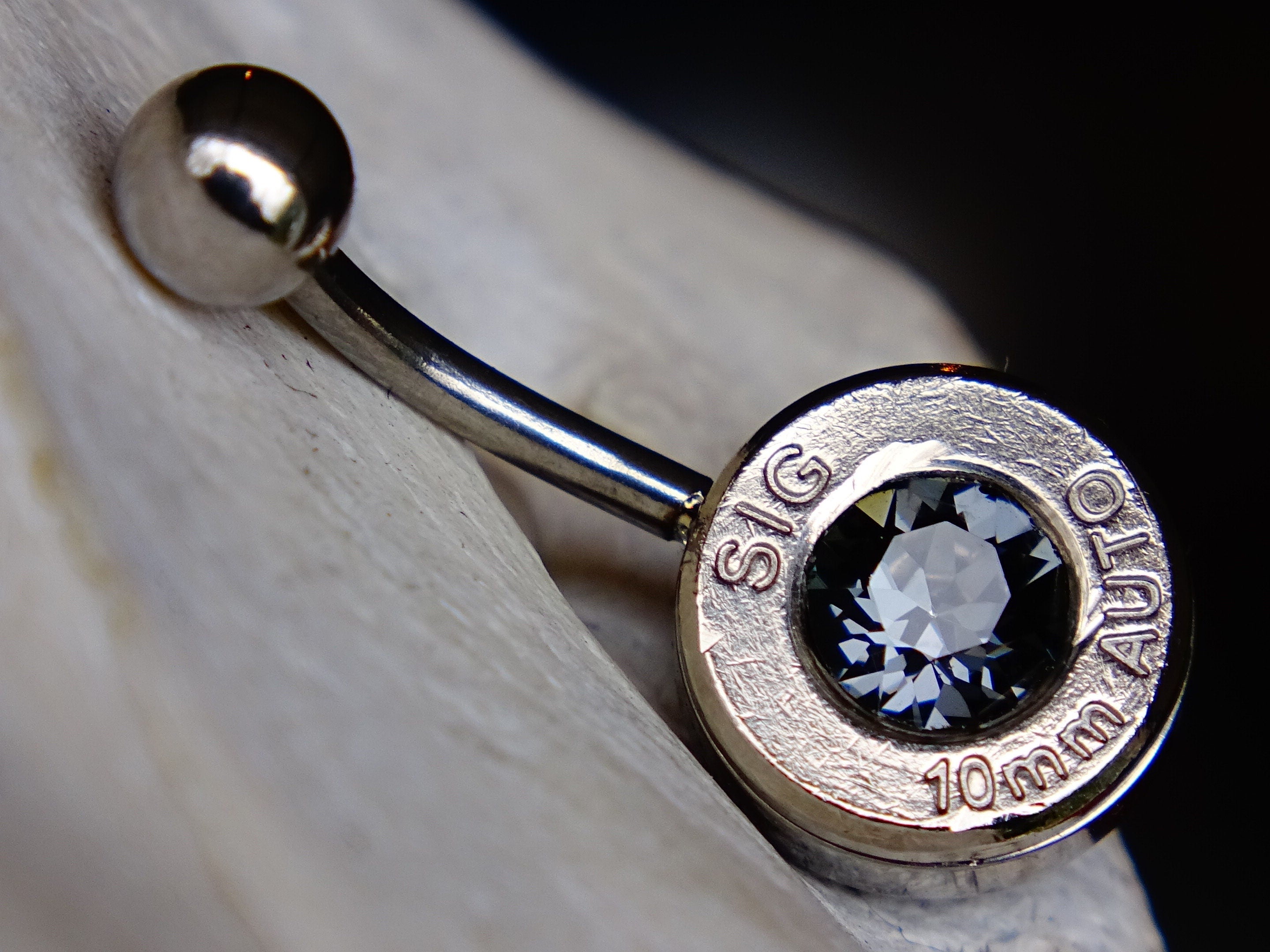 Navel ring belly button ring silver night gray bullet (etsy image id: 2286735140)