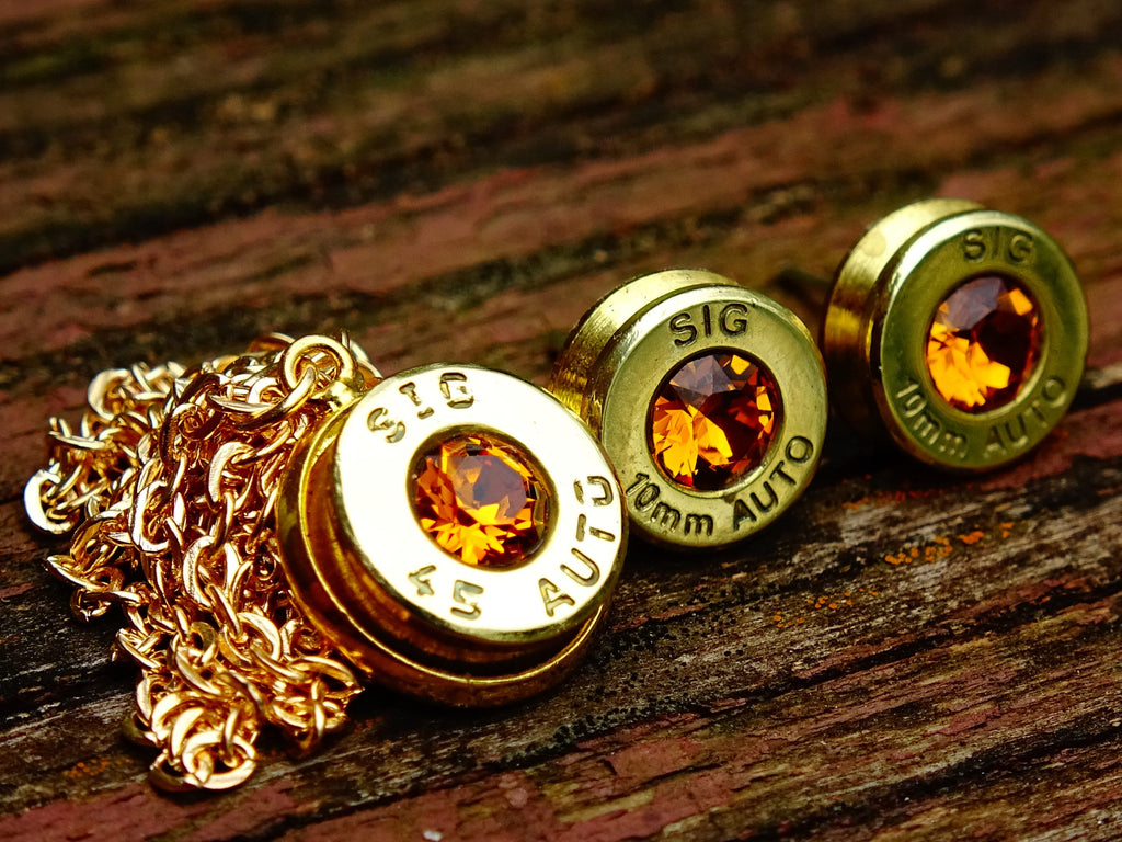 Bullet earrings & necklace topaz (etsy image id: 2295123602)