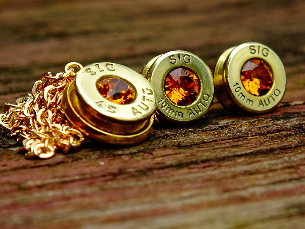 Bullet earrings & necklace topaz (etsy image id: 2295124000)