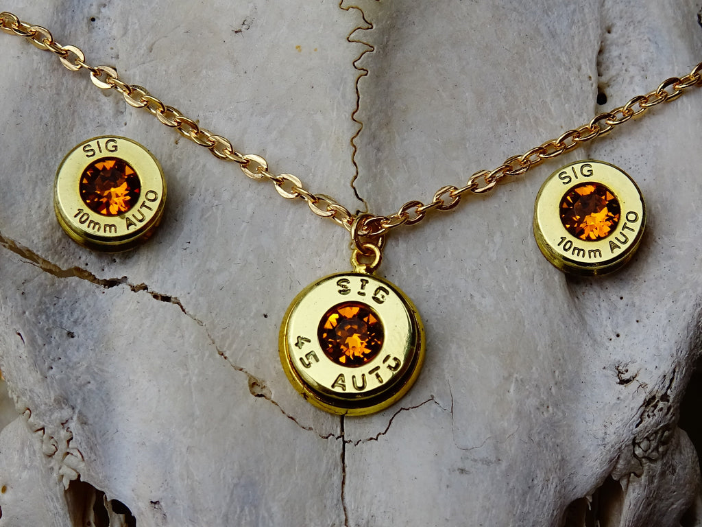 Bullet earrings & necklace topaz (etsy image id: 2295124220)