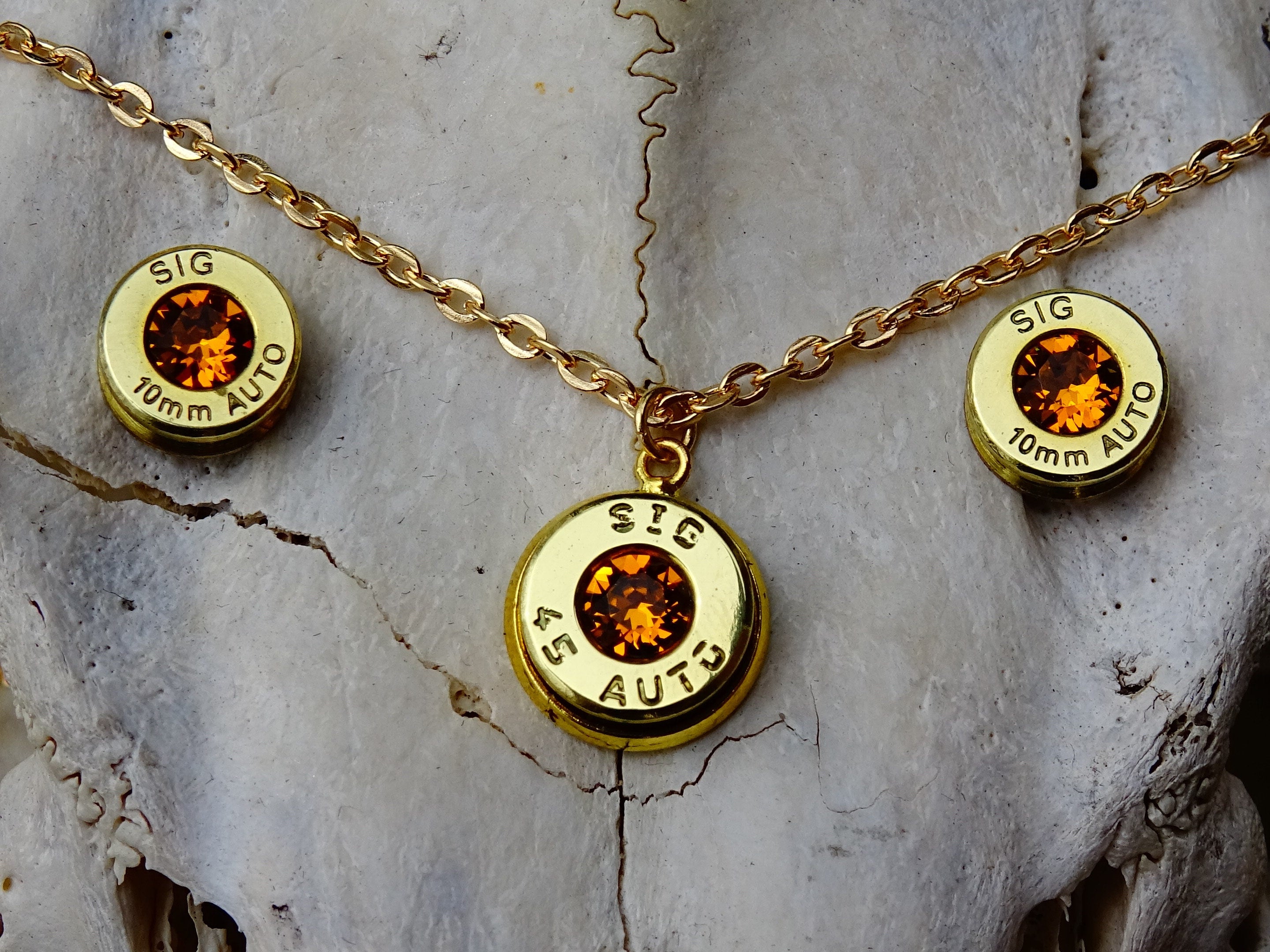 Bullet earrings & necklace topaz (etsy image id: 2295124220)