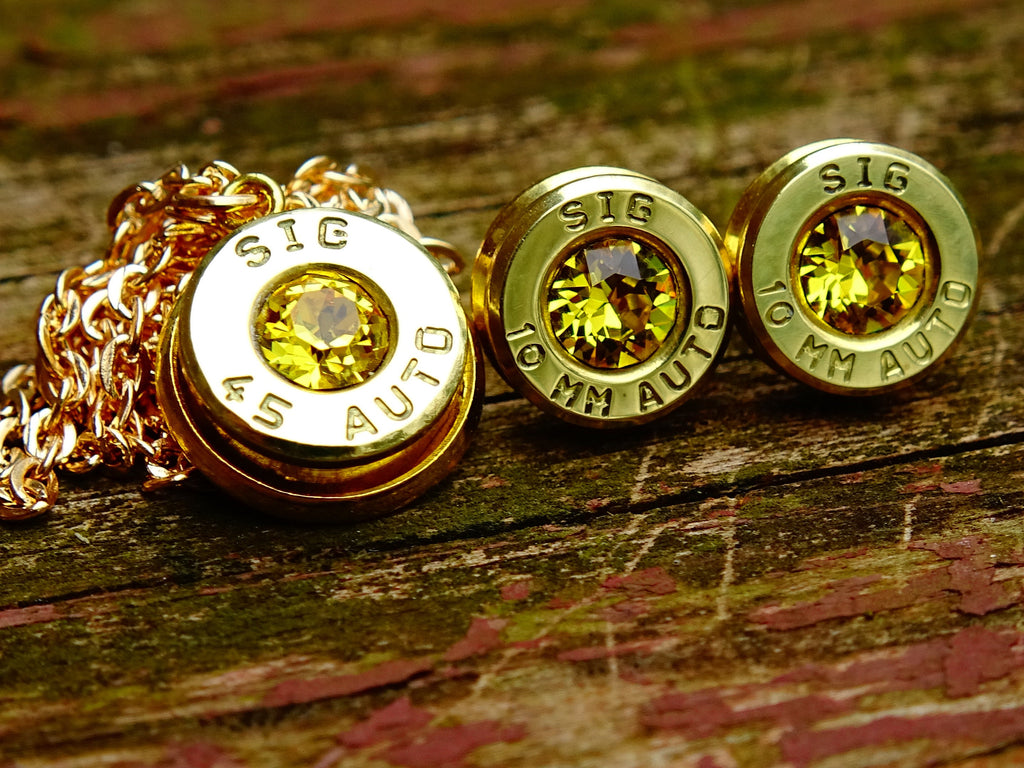 Bullet earrings & necklace citrine __etsy:2295133372