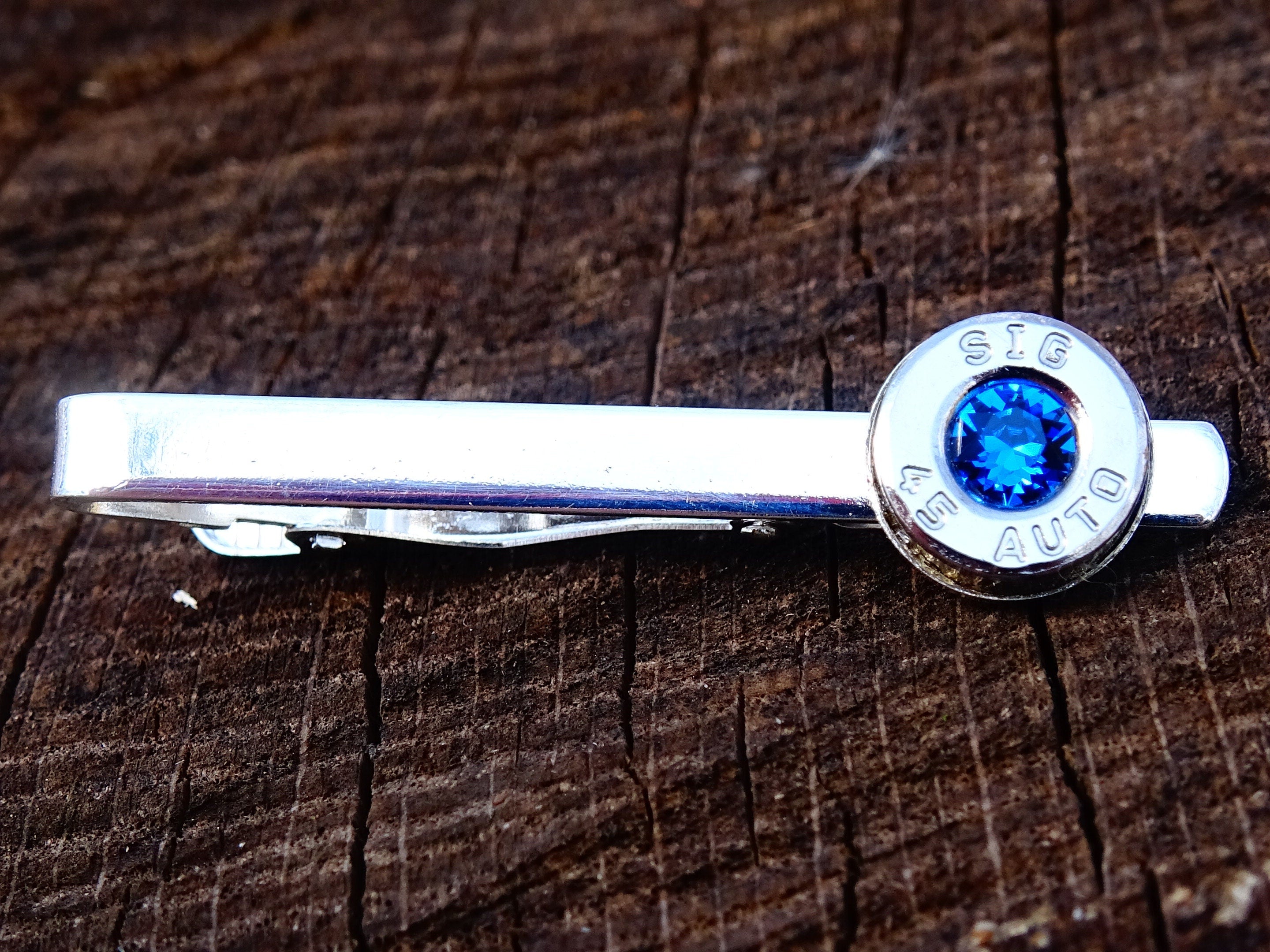 Bullet cufflinks tie clip set silver dark sapphire (etsy image id: 2305994871)