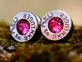 Bullet earrings gunmetal pink tourmaline (etsy image id: 2306405235)