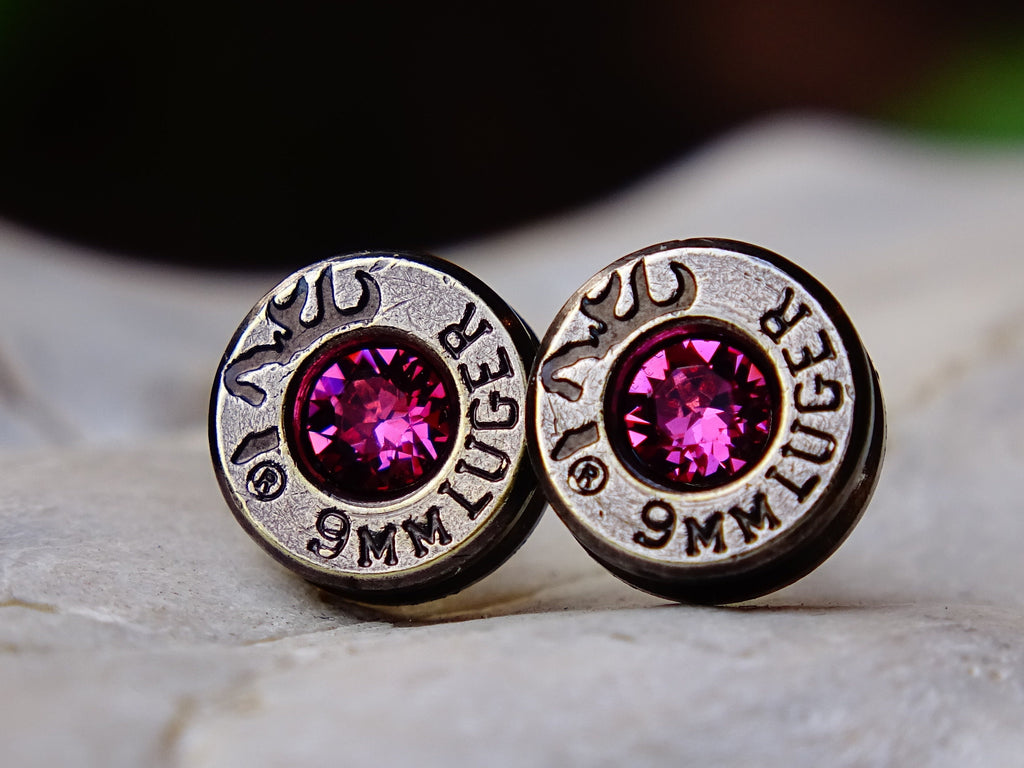 Bullet earrings gunmetal pink tourmaline (etsy image id: 2306405521)